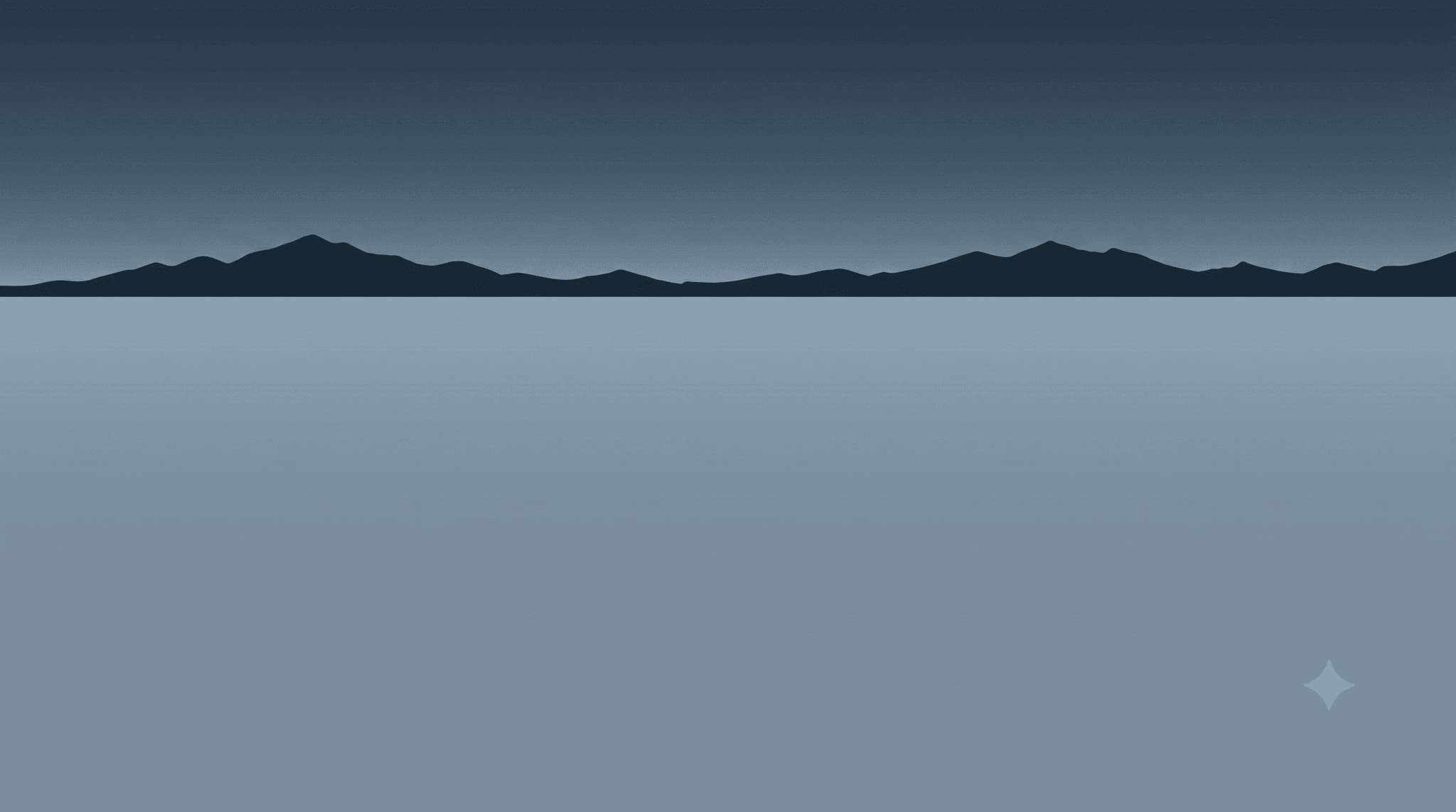 A high-contrast ink-silhouette horizon, the far background layer